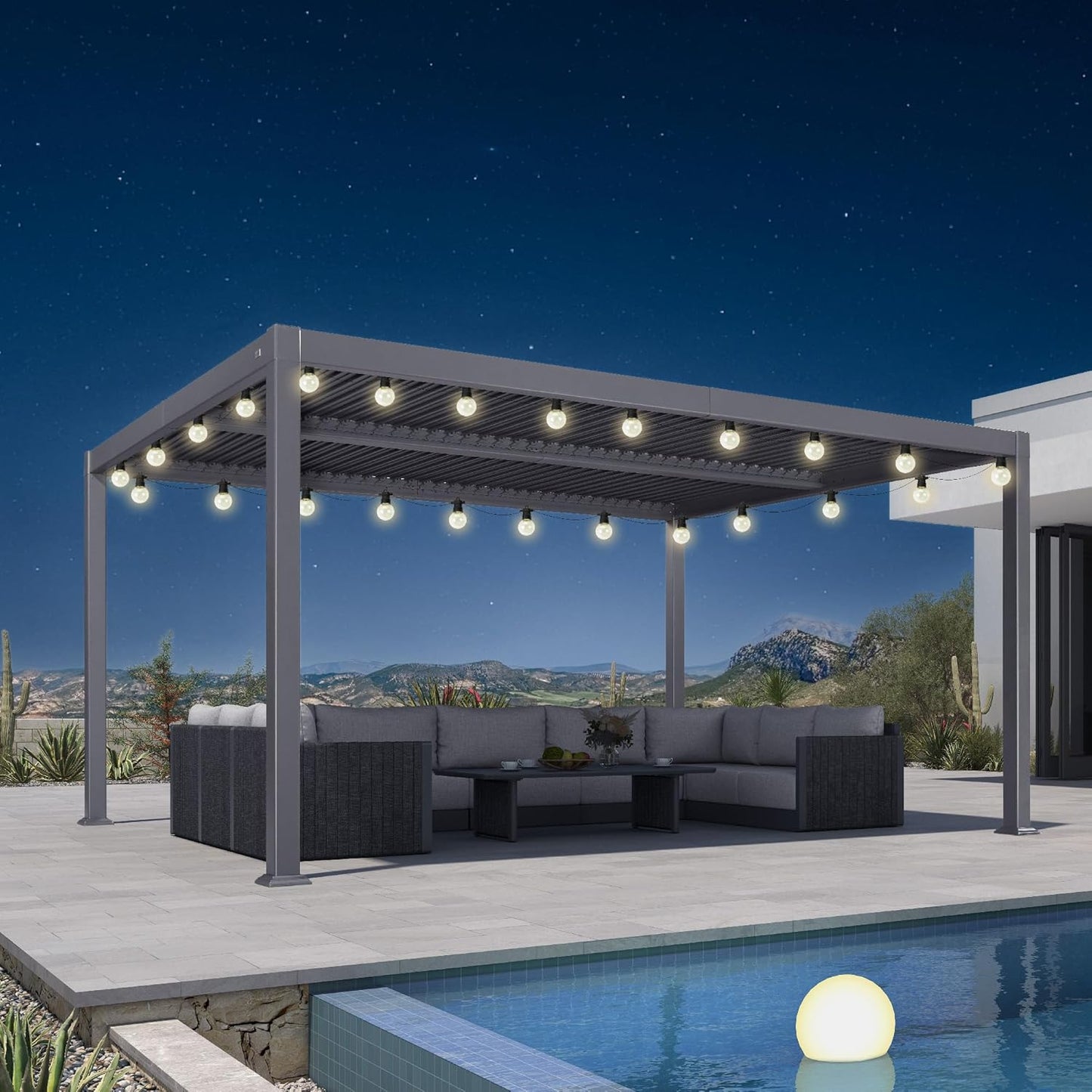 PURPLE LEAF Louvered Pergola 11.5' x 15' Aluminum Outdoor Pergola with Adjustable Louvers Roof and Integrated Drainage System 70 Mph High Wind Resistant Shade Pergolas for Patio Deck Garden Yard