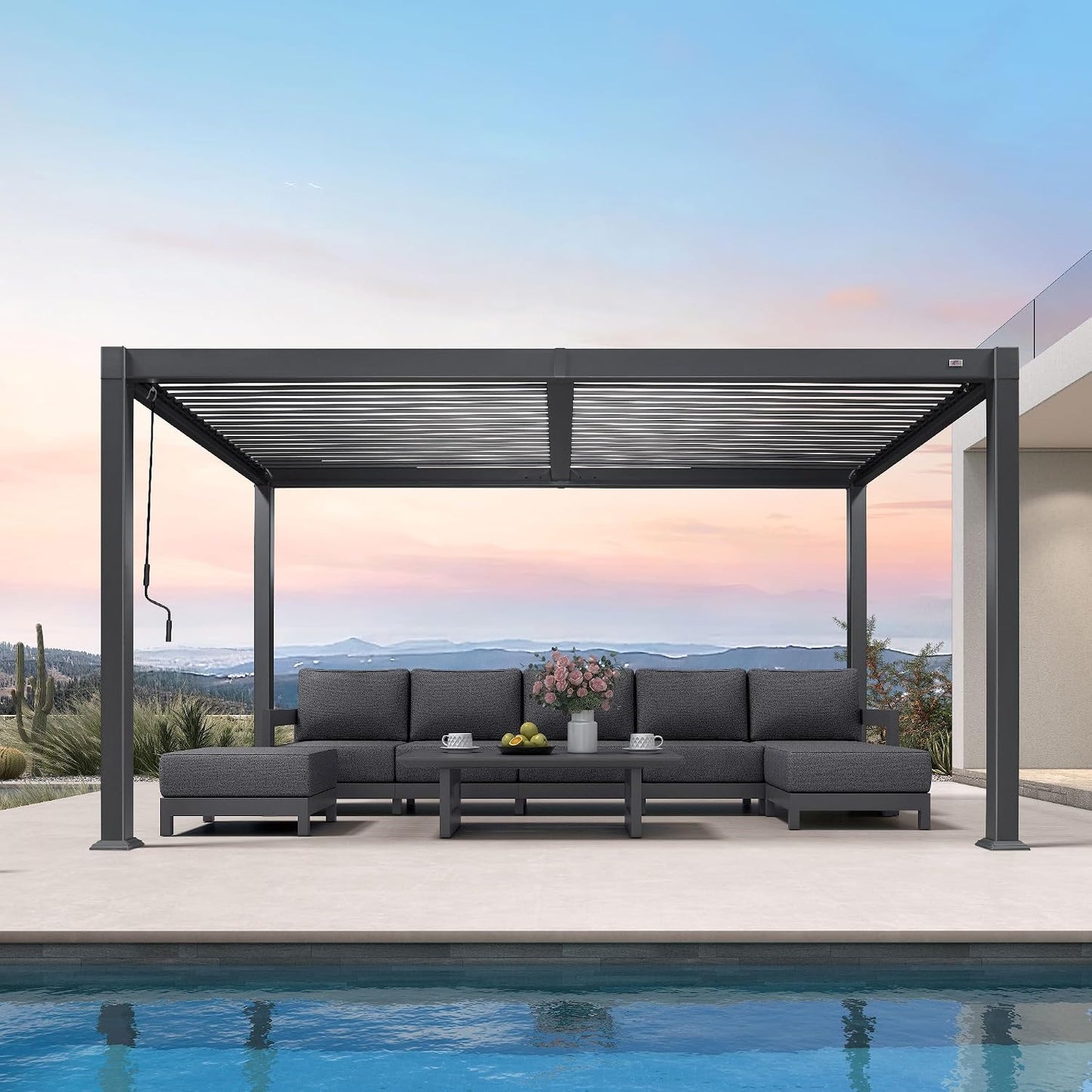 PURPLE LEAF Louvered Pergola 11.5' x 15' Aluminum Outdoor Pergola with Adjustable Louvers Roof and Integrated Drainage System 70 Mph High Wind Resistant Shade Pergolas for Patio Deck Garden Yard
