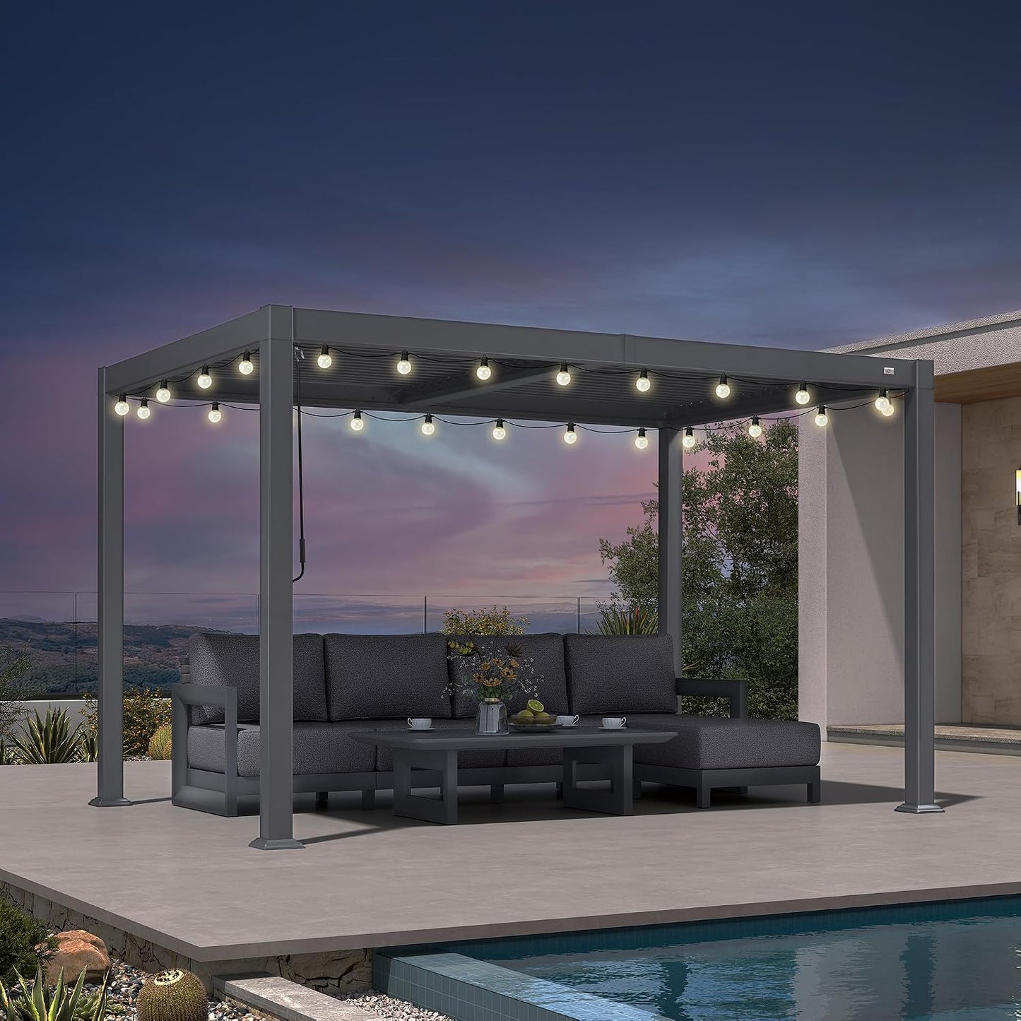 PURPLE LEAF Louvered Pergola 11.5' x 15' Aluminum Outdoor Pergola with Adjustable Louvers Roof and Integrated Drainage System 70 Mph High Wind Resistant Shade Pergolas for Patio Deck Garden Yard
