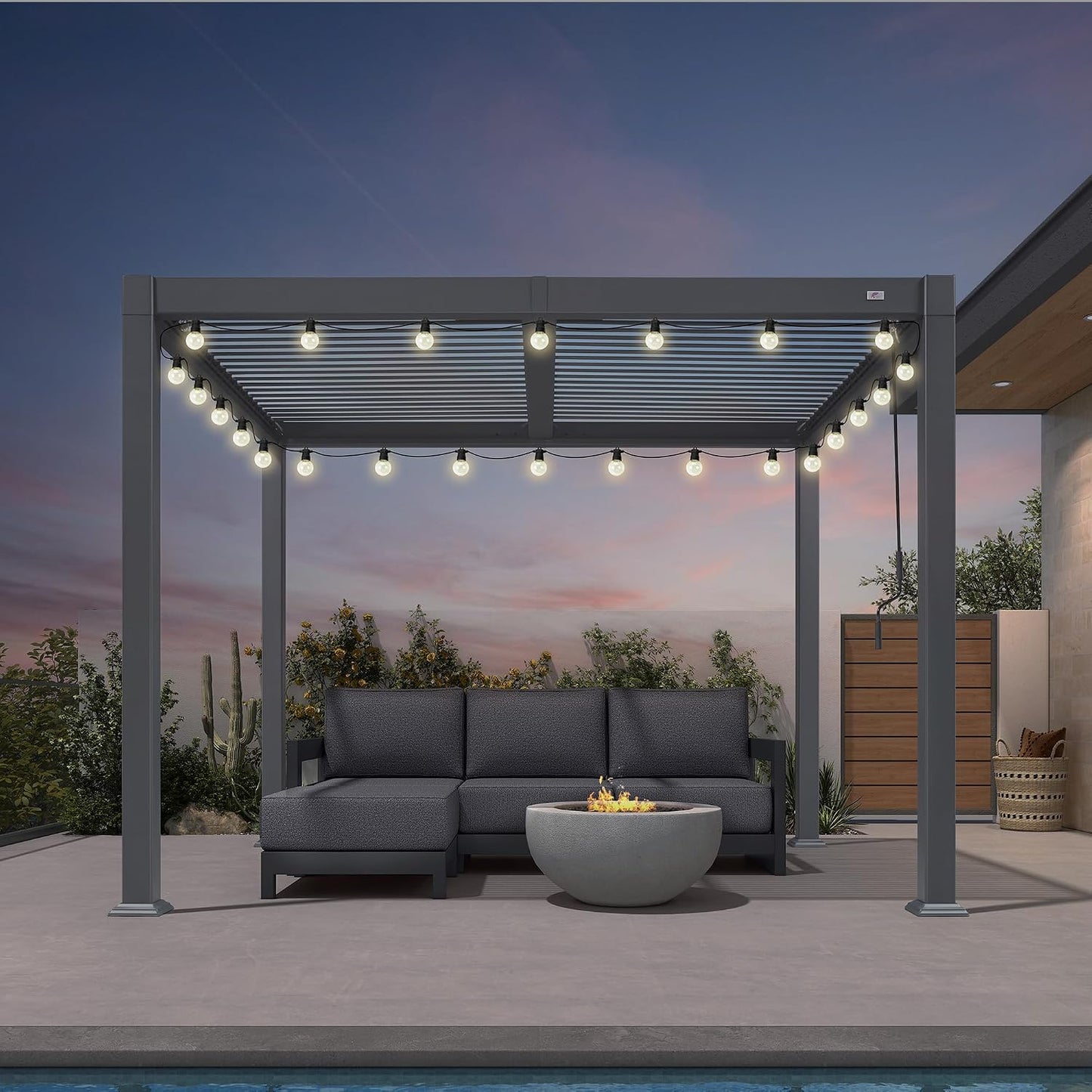 PURPLE LEAF Louvered Pergola 11.5' x 15' Aluminum Outdoor Pergola with Adjustable Louvers Roof and Integrated Drainage System 70 Mph High Wind Resistant Shade Pergolas for Patio Deck Garden Yard