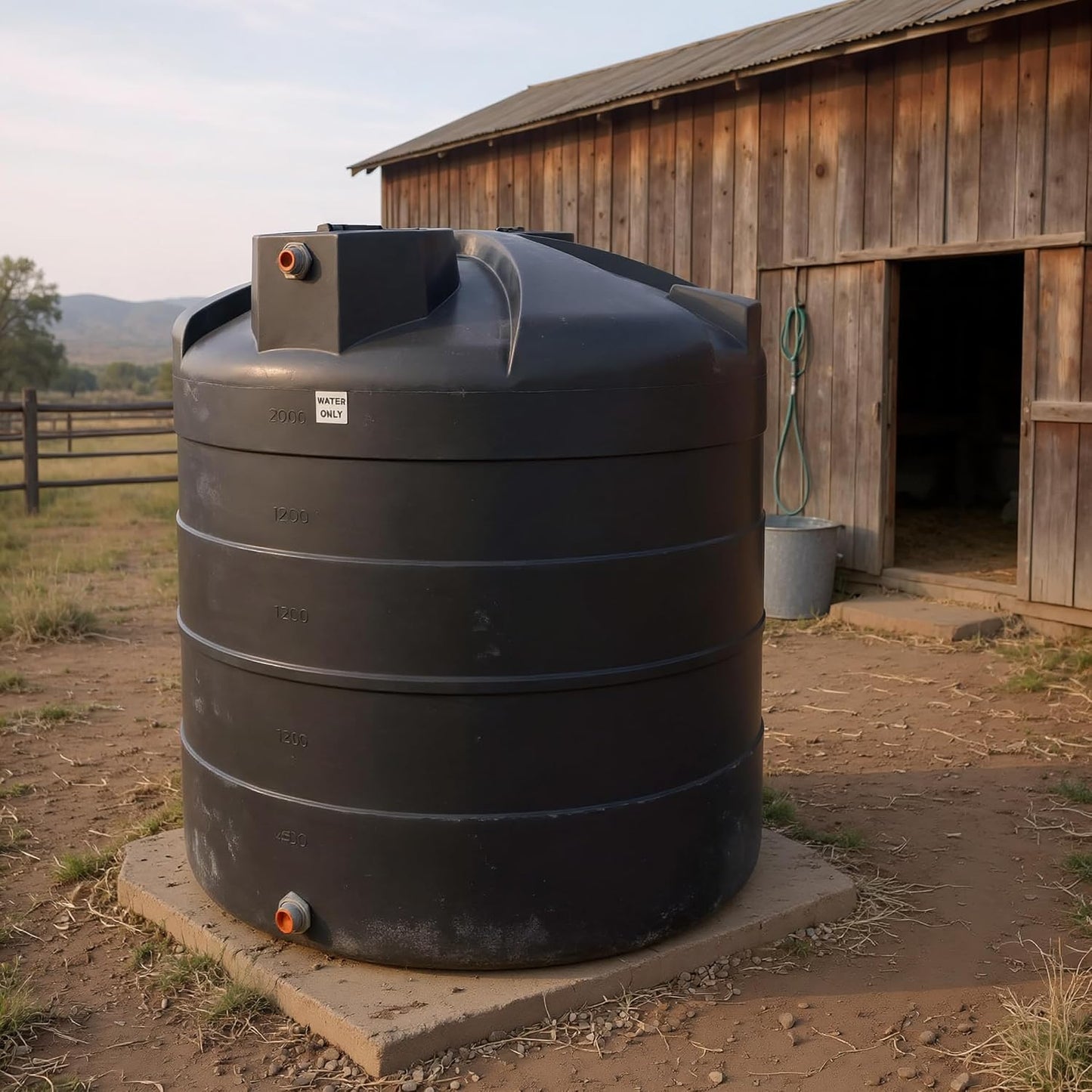 2500 Gallon Vertical Water Storage Tank, Plastic Water Tank for Collection, Holding, and Storage, UV-Resistant, for Rainwater Harvesting, Agricultural, RV, Emergency, and General Use