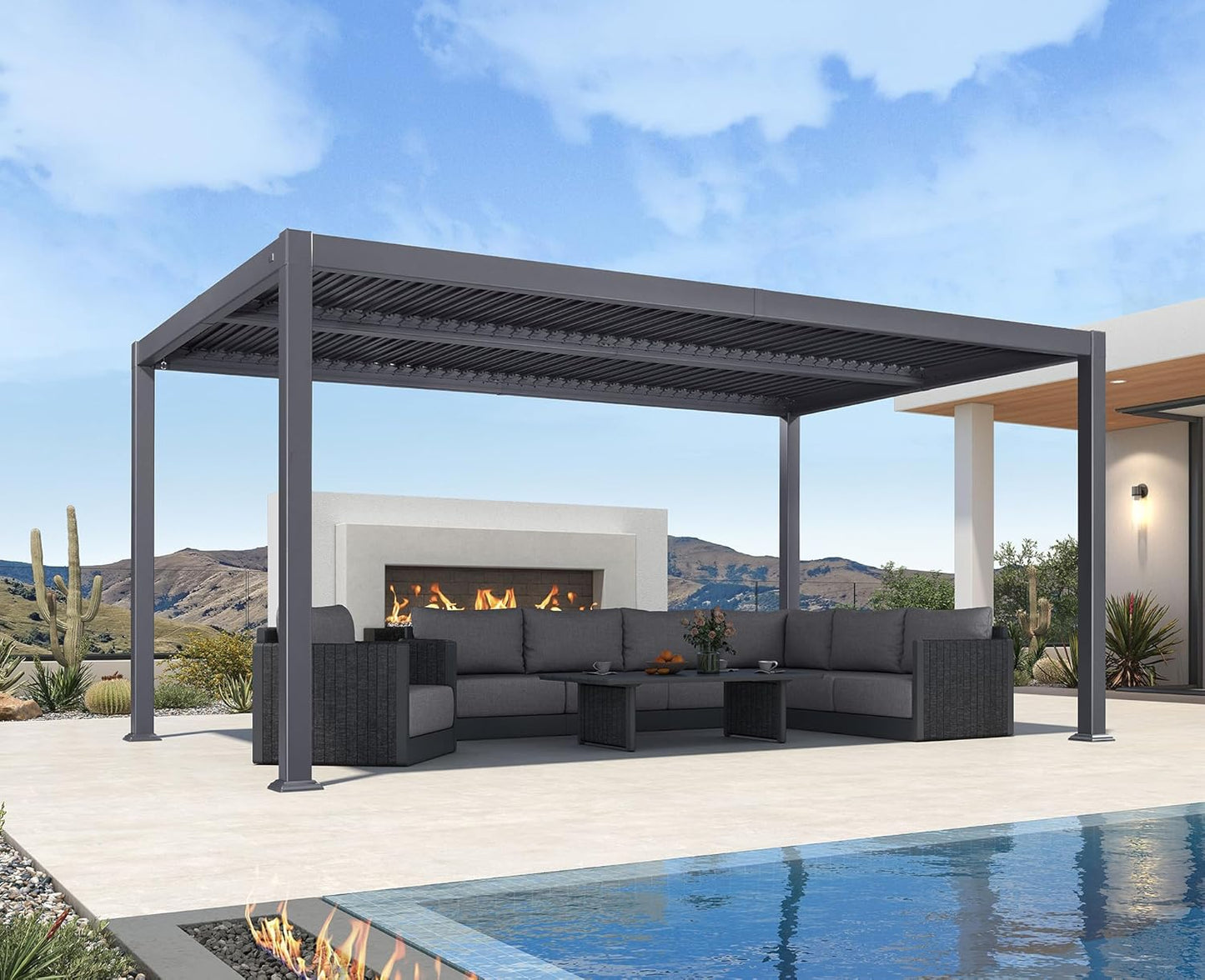 PURPLE LEAF Louvered Pergola 11.5' x 15' Aluminum Outdoor Pergola with Adjustable Louvers Roof and Integrated Drainage System 70 Mph High Wind Resistant Shade Pergolas for Patio Deck Garden Yard