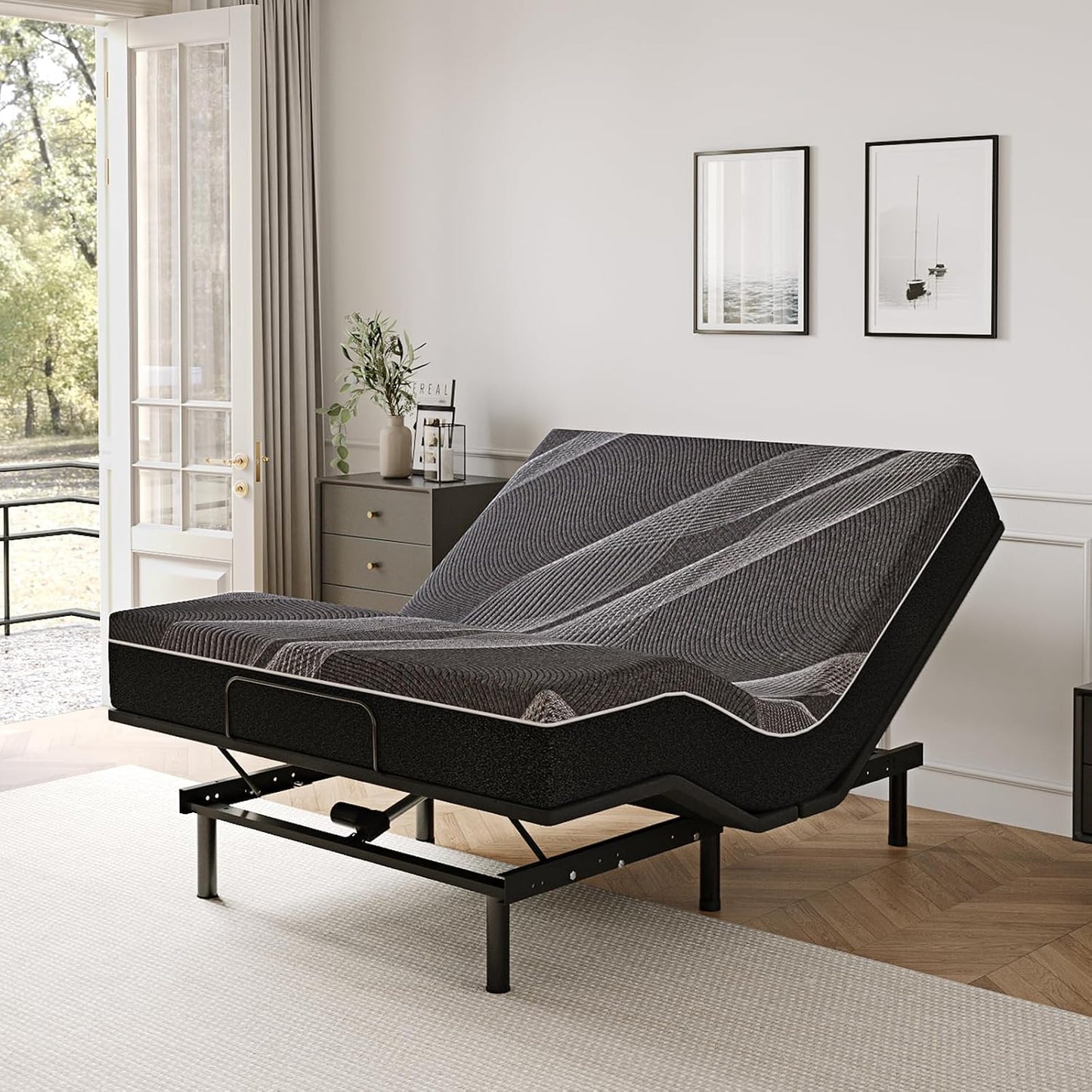 Dyonery Twin XL Adjustable Bed Base Frame with Wireless Remote + 12 Inch Twin XL Gel Memory Foam Mattress Bed in a Box, Head and Foot Incline, Zero Gravity, Fiberglass Free, 80" × 38"