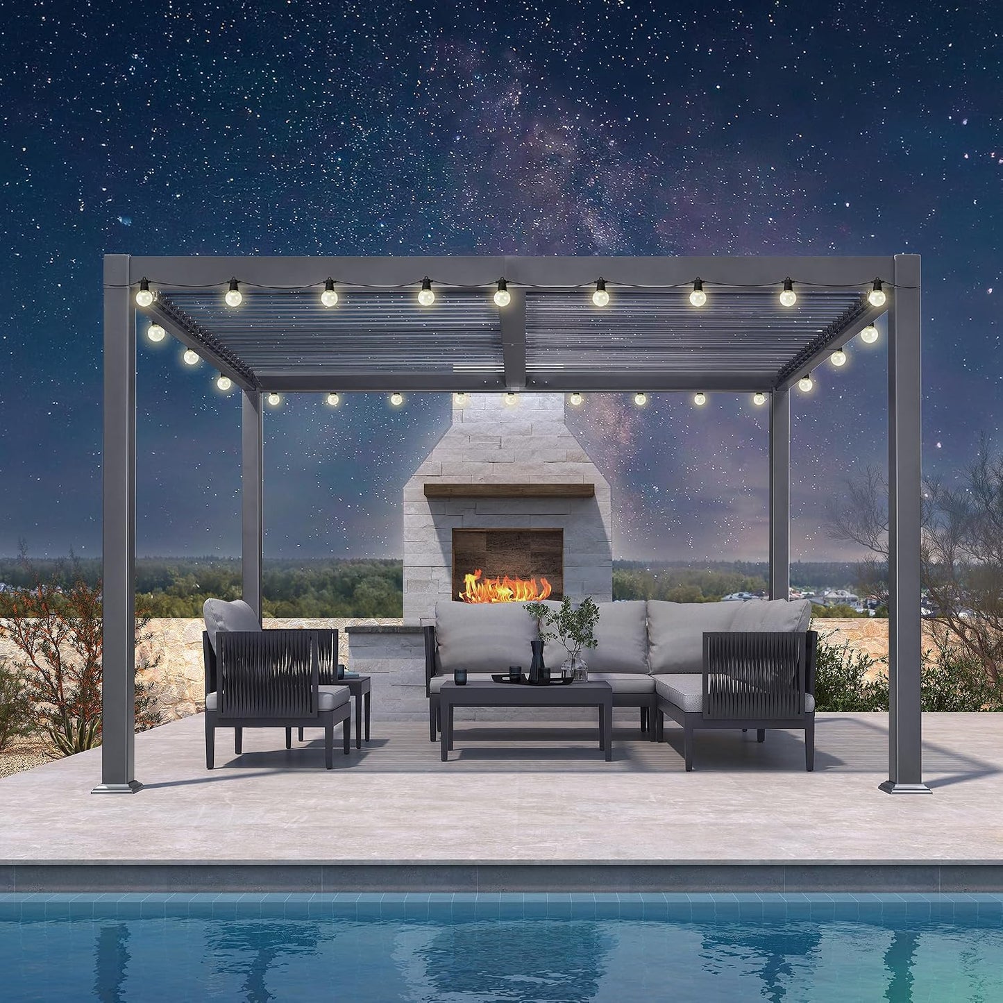PURPLE LEAF Louvered Pergola 11.5' x 15' Aluminum Outdoor Pergola with Adjustable Louvers Roof and Integrated Drainage System 70 Mph High Wind Resistant Shade Pergolas for Patio Deck Garden Yard
