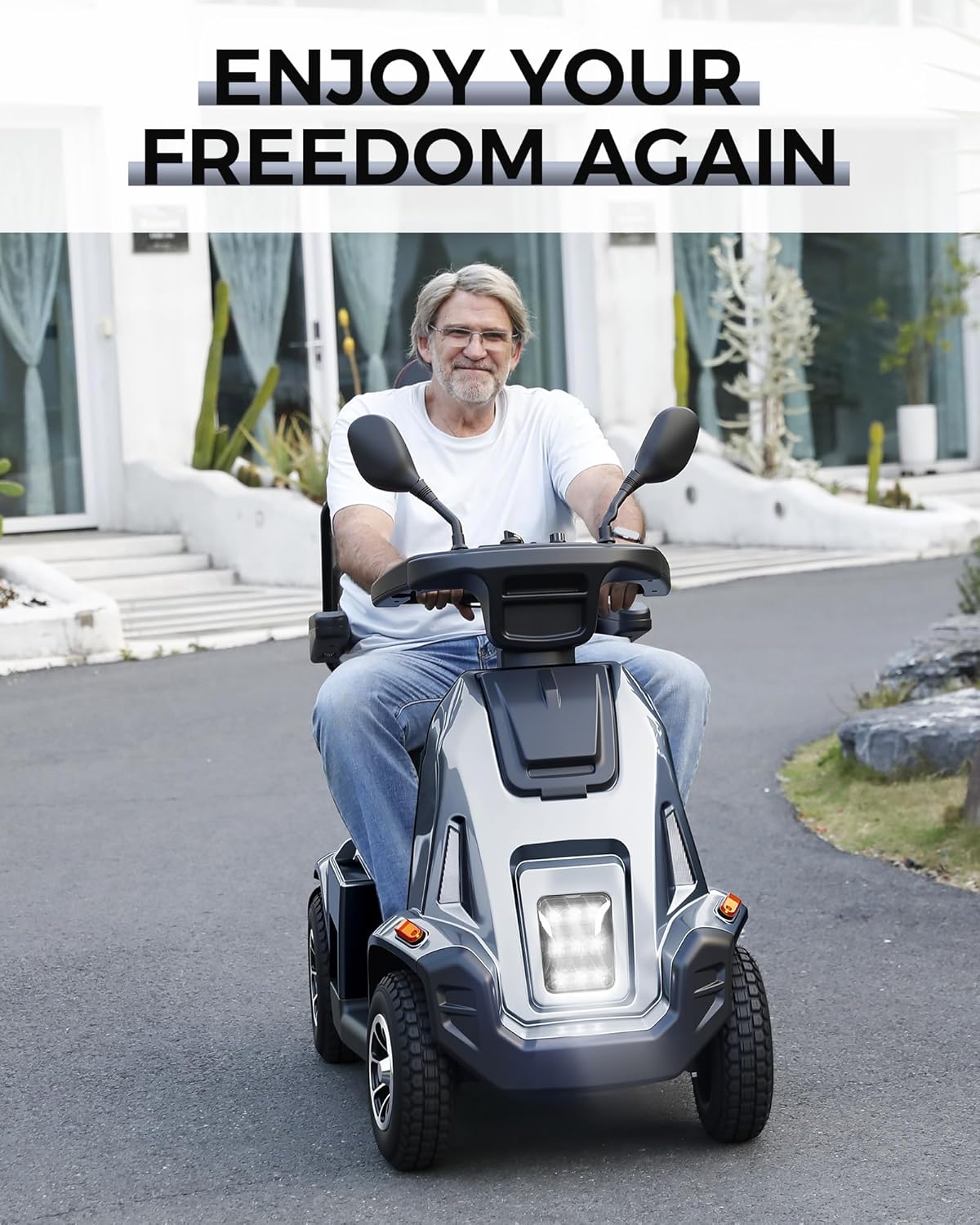 Ecomobi All-Terrain Heavy Duty Mobility Scooter for Seniors & Adults, 1000W Powerful Motor, 550 lbs Weight Capacity, 32 Mile Extended Range, 9 MPH, 13” Pneumatic Tires, Full Suspension, FDA Cleared
