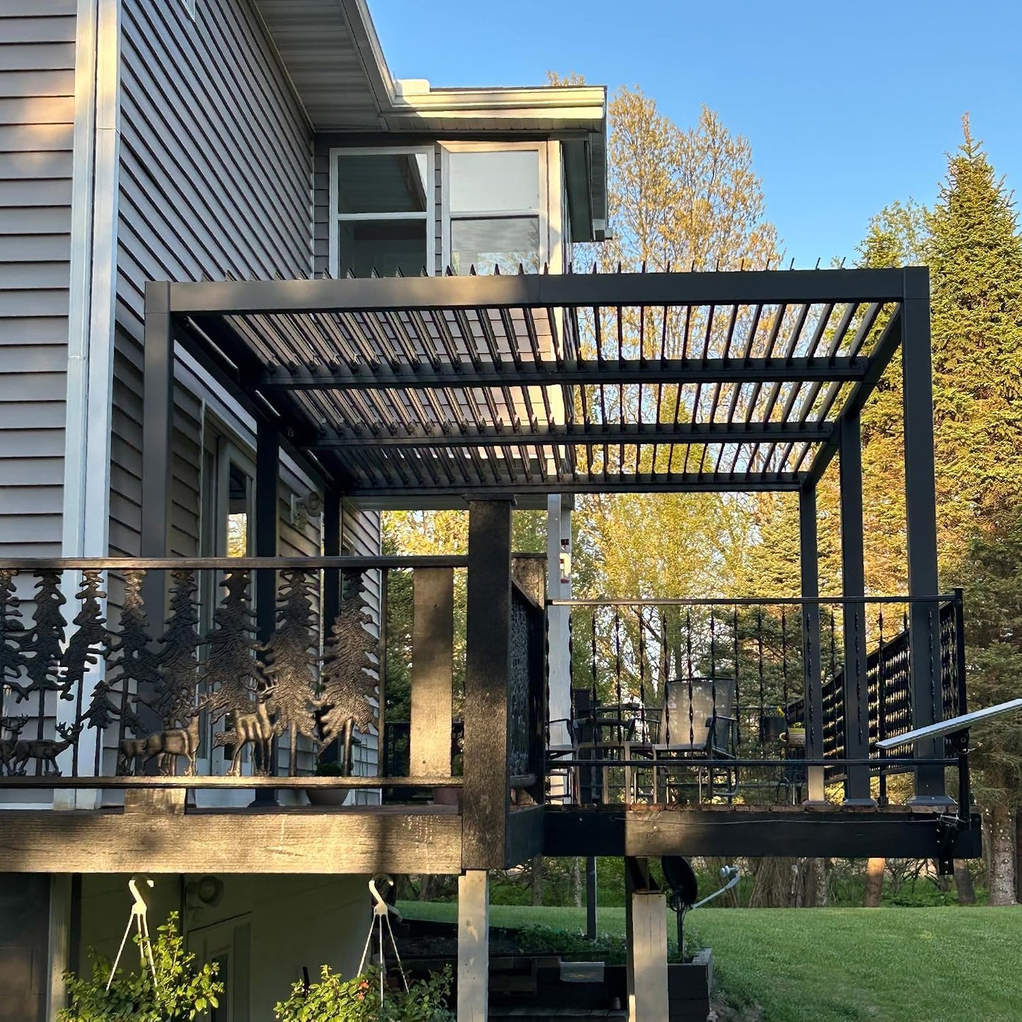 PURPLE LEAF Louvered Pergola 11.5' x 15' Aluminum Outdoor Pergola with Adjustable Louvers Roof and Integrated Drainage System 70 Mph High Wind Resistant Shade Pergolas for Patio Deck Garden Yard