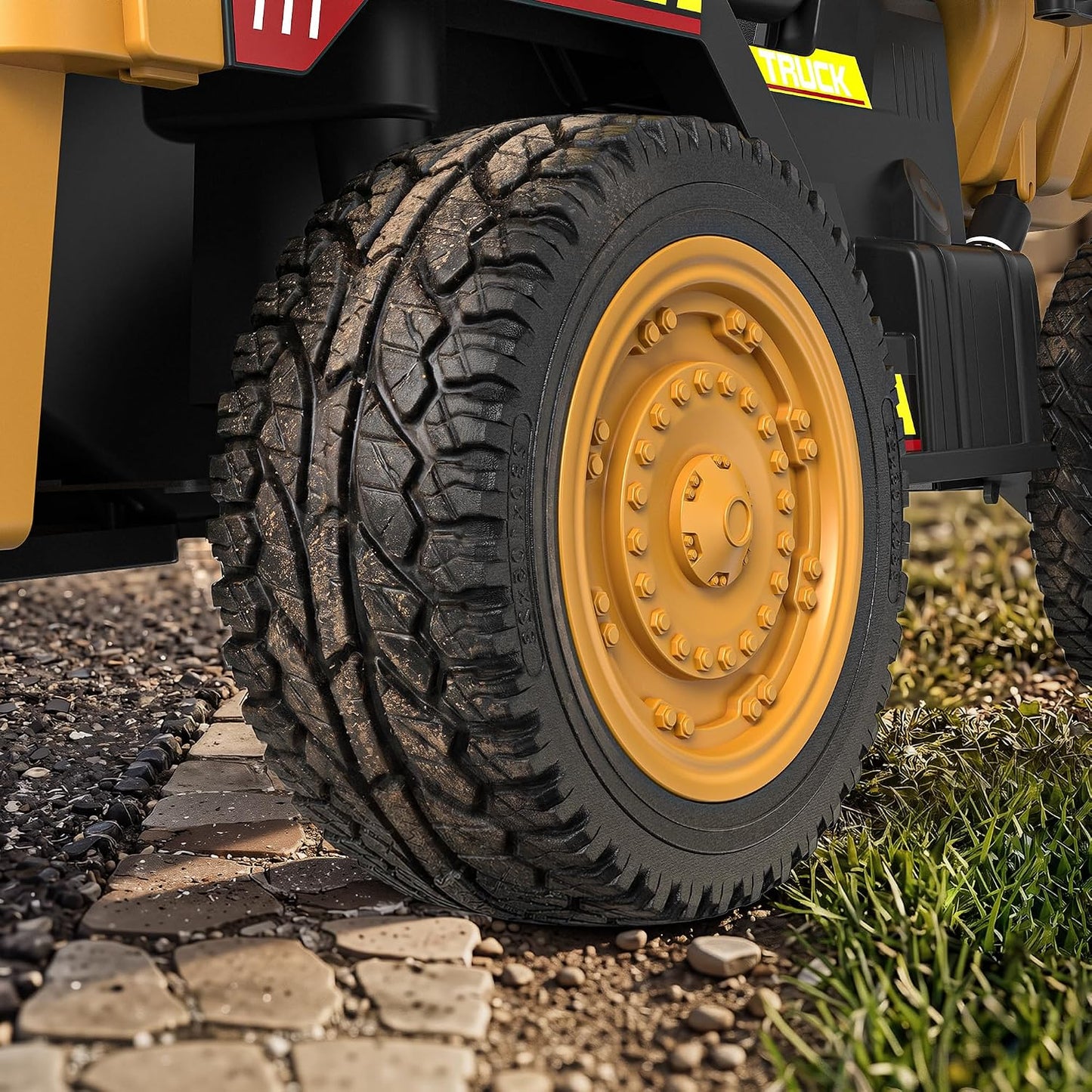 ANPABO 24V Ride On Dump Truck, 2 Seater Kids Car w/Remote Control, Dump Bed Electric, Extra Shovel, Durable EVA Tires, Bluetooth, Powerful 24V Motors, Ride on Toys for Boys & Girls-Yellow