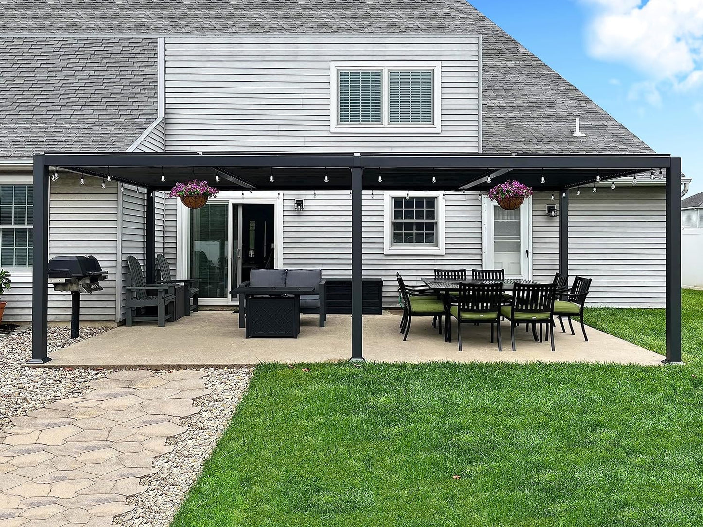 PURPLE LEAF Louvered Pergola 11.5' x 15' Aluminum Outdoor Pergola with Adjustable Louvers Roof and Integrated Drainage System 70 Mph High Wind Resistant Shade Pergolas for Patio Deck Garden Yard