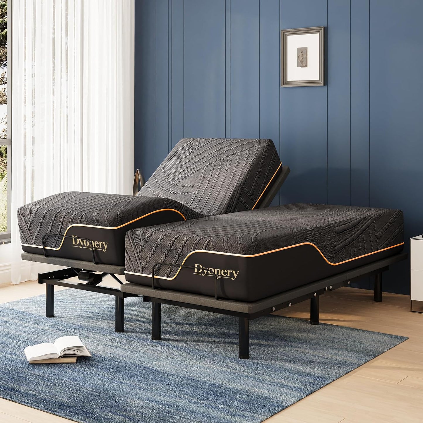 Dyonery Twin XL Adjustable Bed Base Frame with Wireless Remote + 12 Inch Twin XL Gel Memory Foam Mattress Bed in a Box, Head and Foot Incline, Zero Gravity, Fiberglass Free, 80" × 38"