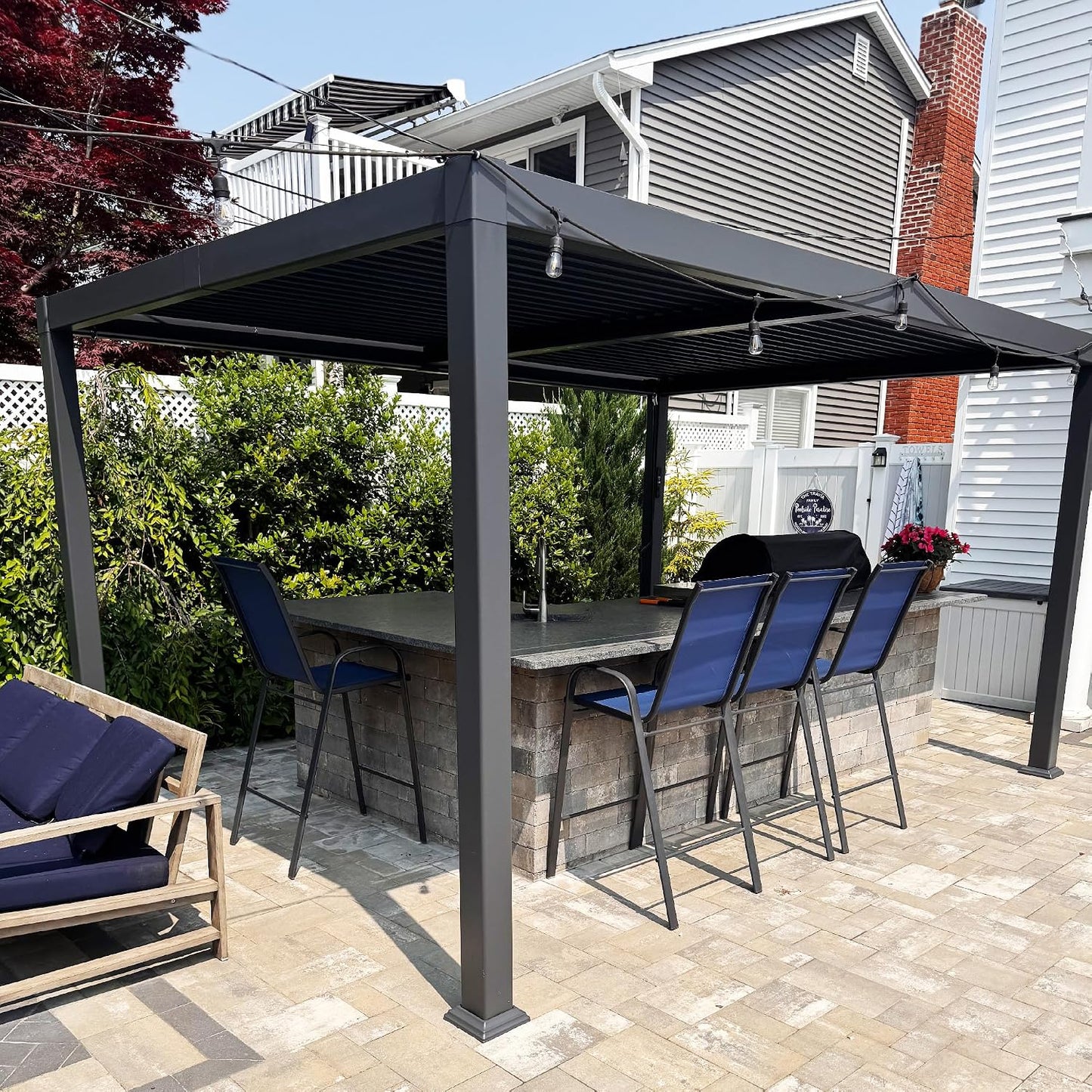 PURPLE LEAF Louvered Pergola 11.5' x 15' Aluminum Outdoor Pergola with Adjustable Louvers Roof and Integrated Drainage System 70 Mph High Wind Resistant Shade Pergolas for Patio Deck Garden Yard