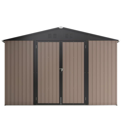 10′ X 10′ Metal Storage Shed For Ourdoor, Steel Yard Shed With Design Of Lockable Doors