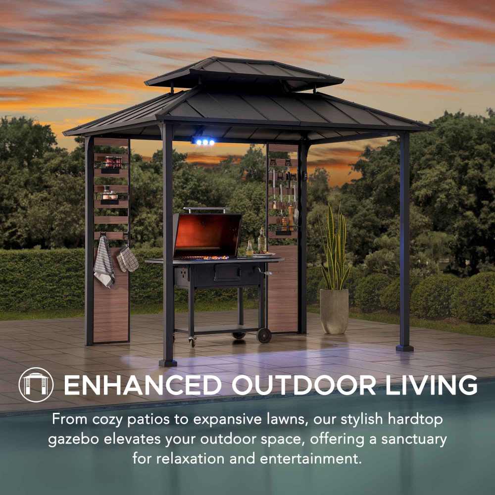 Rochdale Grill Gazebo with Shelves and Hooks, 7x9