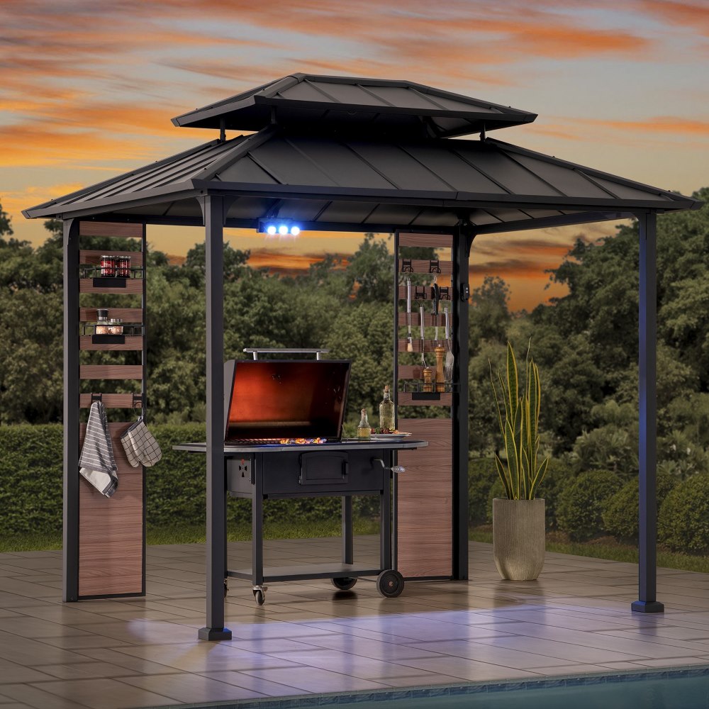 Rochdale Grill Gazebo with Shelves and Hooks, 7x9