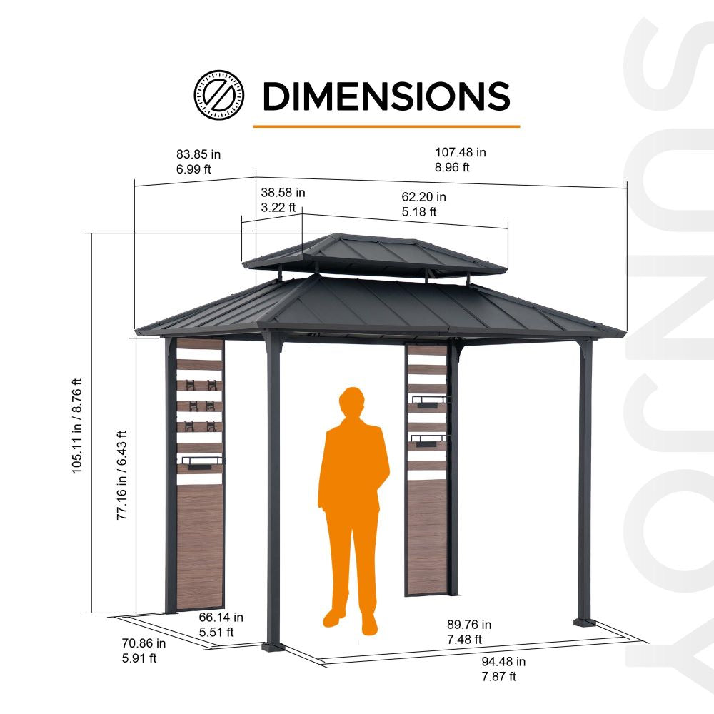 Rochdale Grill Gazebo with Shelves and Hooks, 7x9