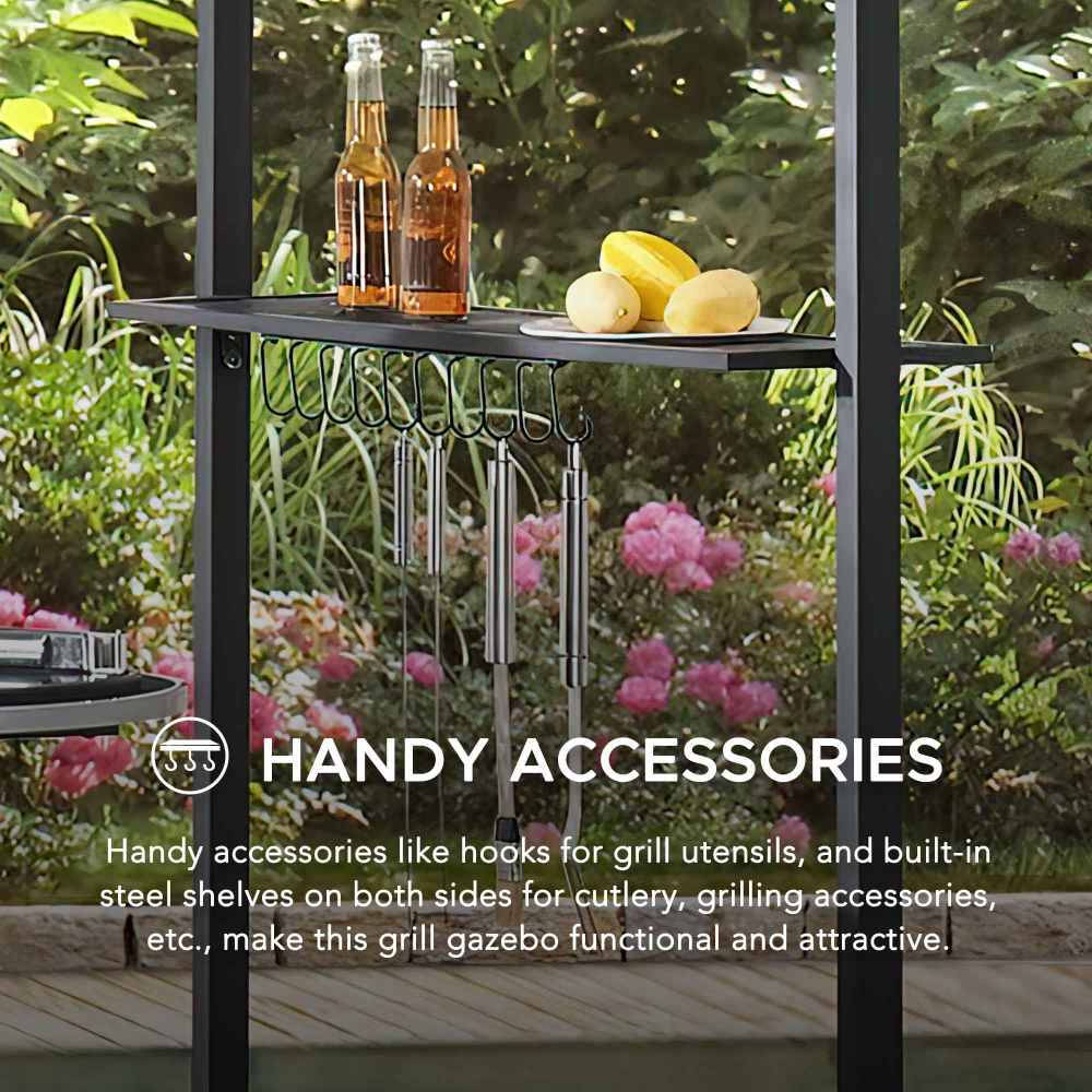 BBQ 2-Tier Grill Canopy - Gray & Black