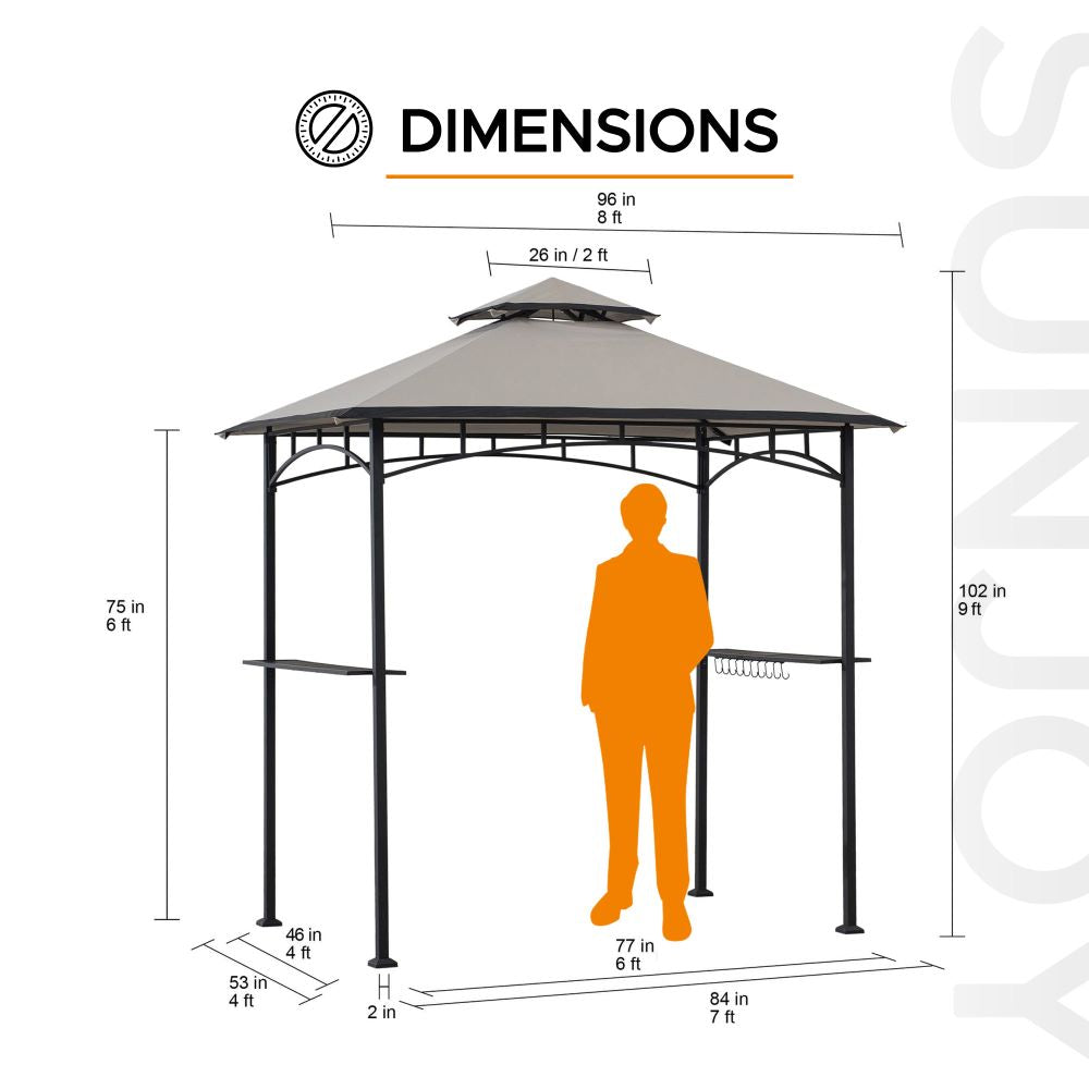 BBQ 2-Tier Grill Canopy - Gray & Black