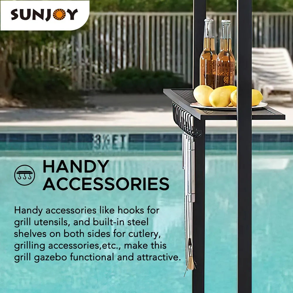 BBQ 2-Tier Grill Canopy, 8x5 - Beige & Black