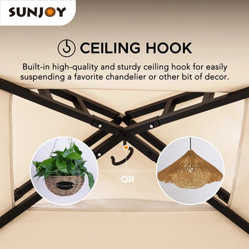 BBQ 2-Tier Grill Canopy, 8x5 - Beige & Black