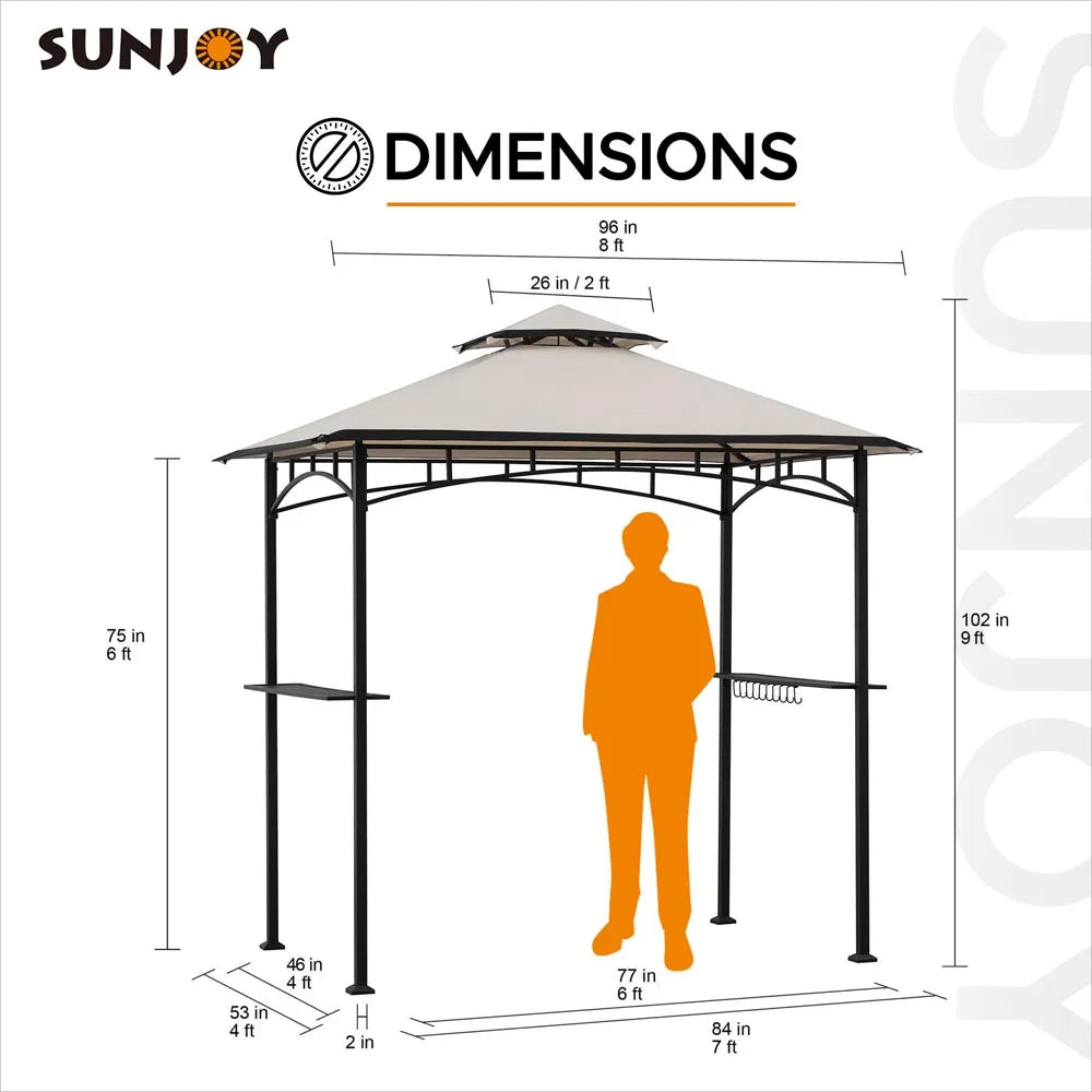 BBQ 2-Tier Grill Canopy, 8x5 - Beige & Black