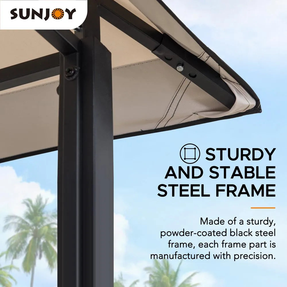 BBQ 2-Tier Grill Canopy, 8x5 - Beige & Black