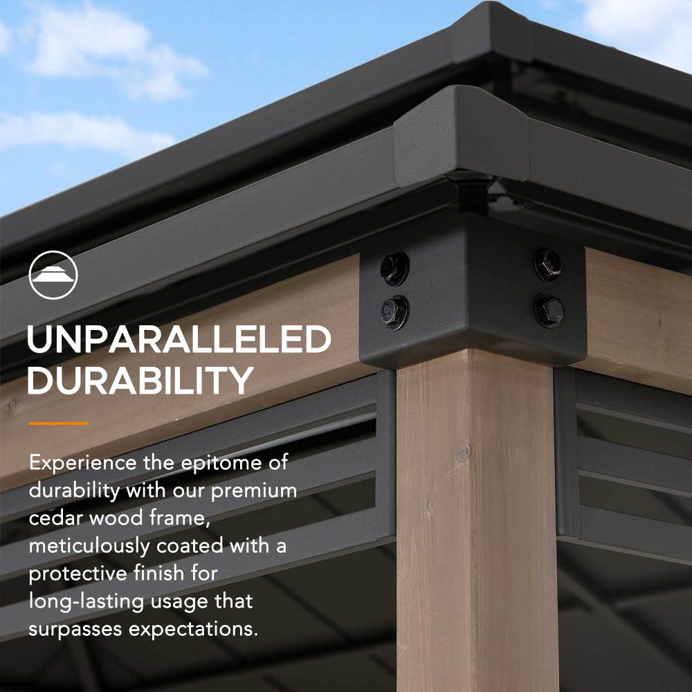 Smart Wooden Grill Gazebo with Outlets 8x12 - Warm Cedar