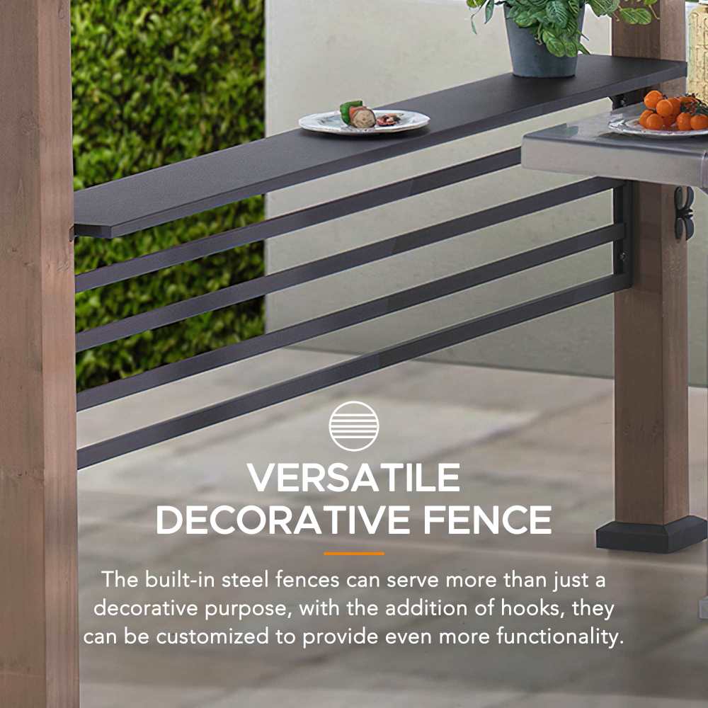 Smart Wooden Grill Gazebo with Outlets 8x12 - Warm Cedar