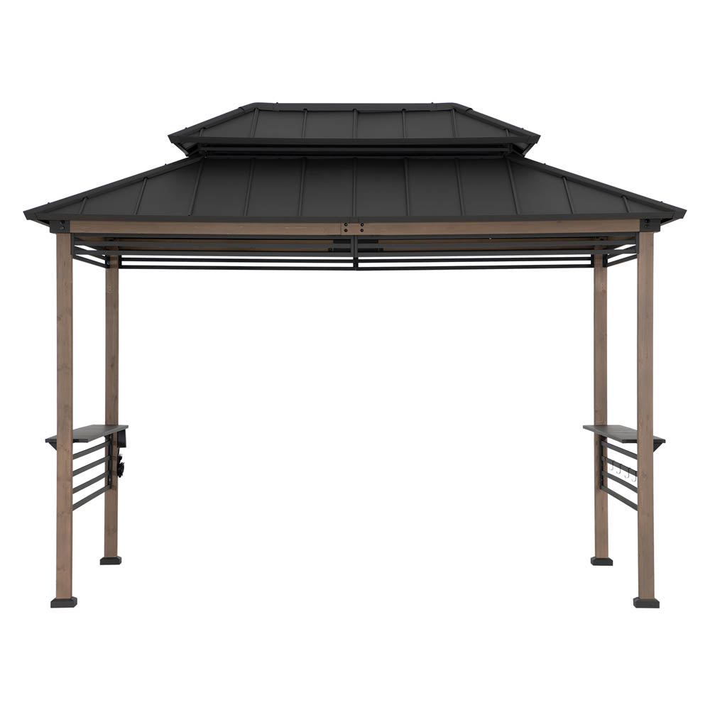 Smart Wooden Grill Gazebo with Outlets 8x12 - Warm Cedar