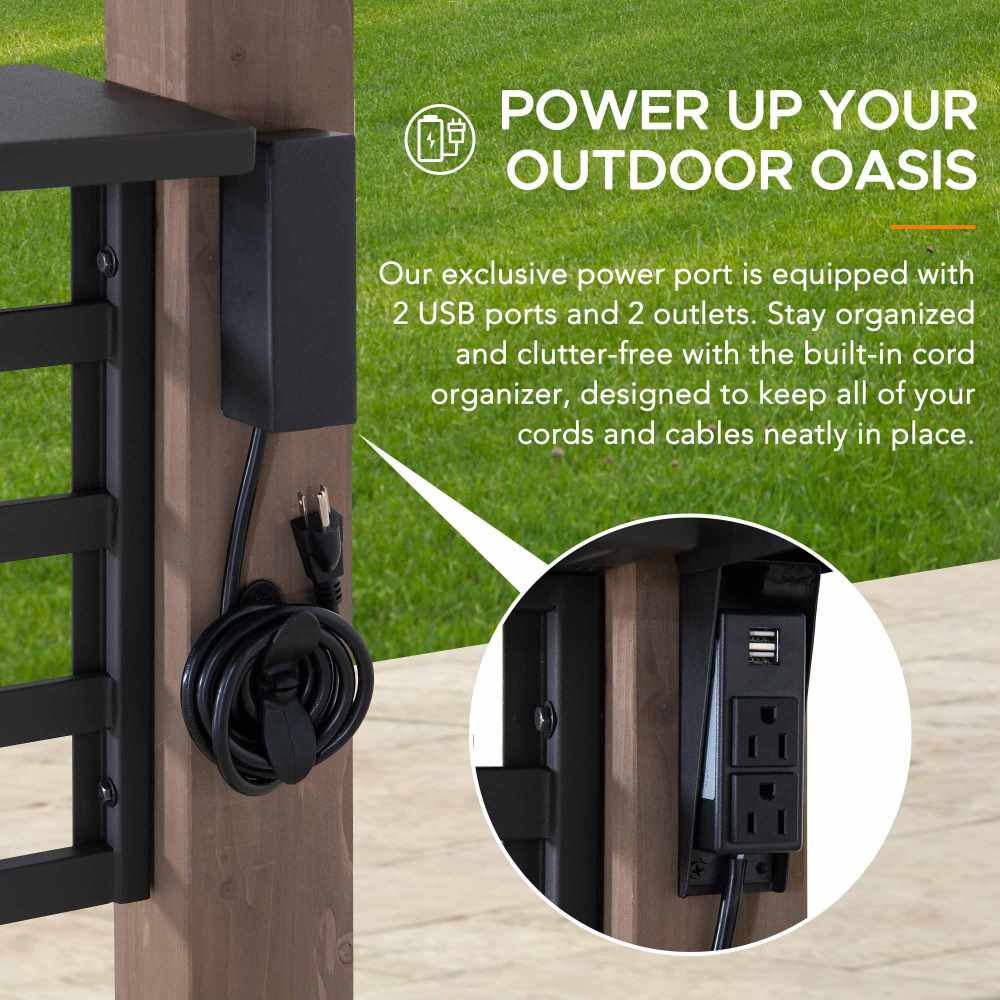 Smart Wooden Grill Gazebo with Outlets 8x12 - Warm Cedar