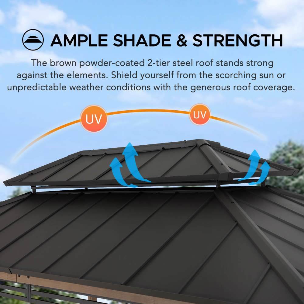 Smart Wooden Grill Gazebo with Outlets 8x12 - Warm Cedar