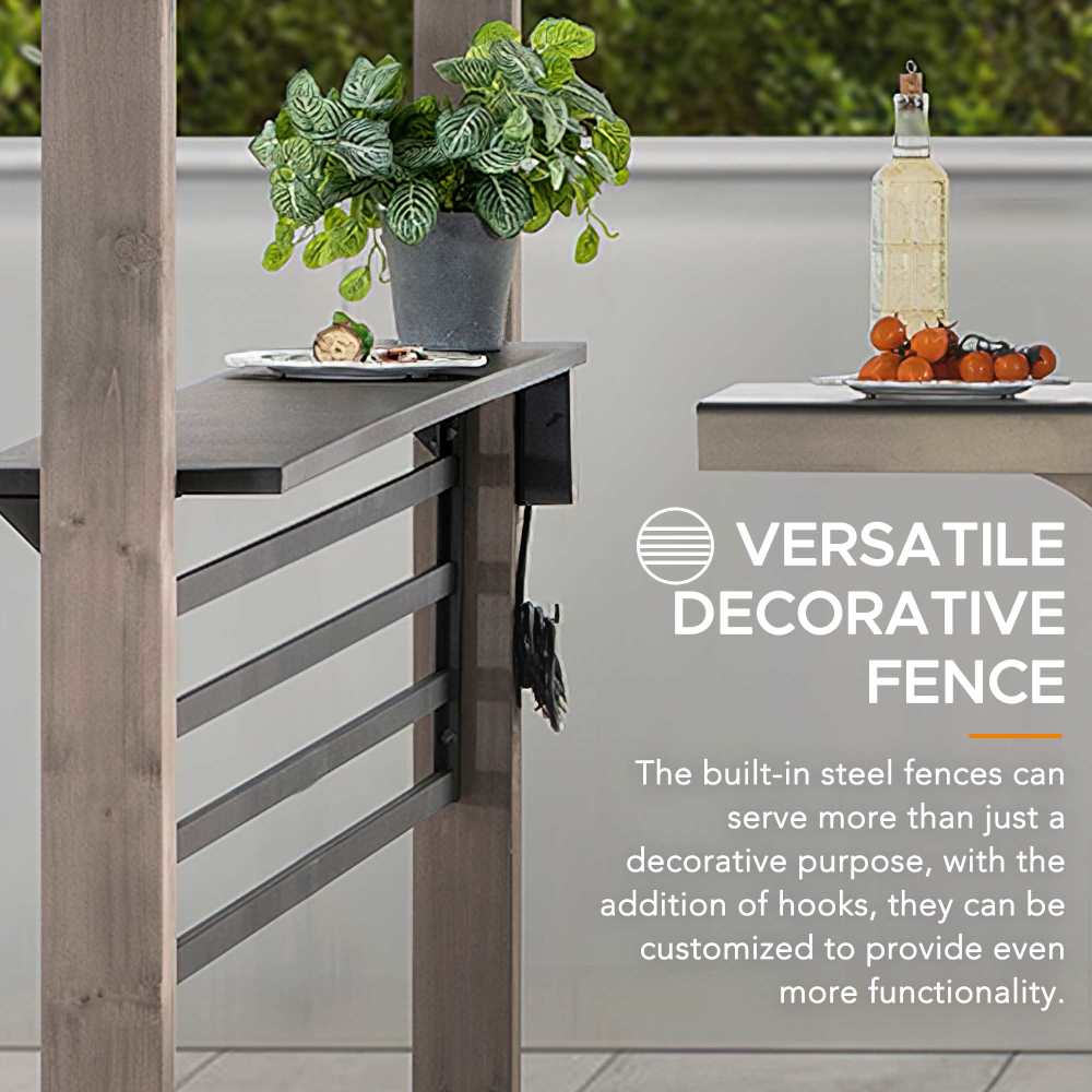 Smart Wooden Grill Gazebo with Outlets 8x12 - Matte Black