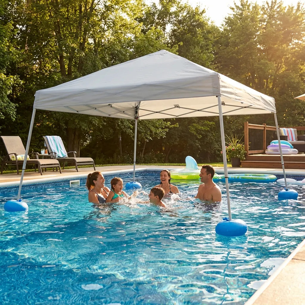 Aquasis Floating Pool Gazebo, 10×10 - Anchor Gray