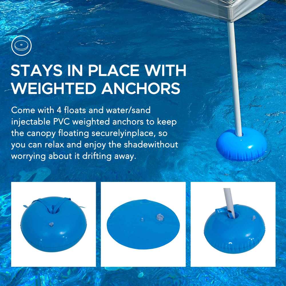 Aquasis Floating Pool Gazebo, 10×10 - Anchor Gray