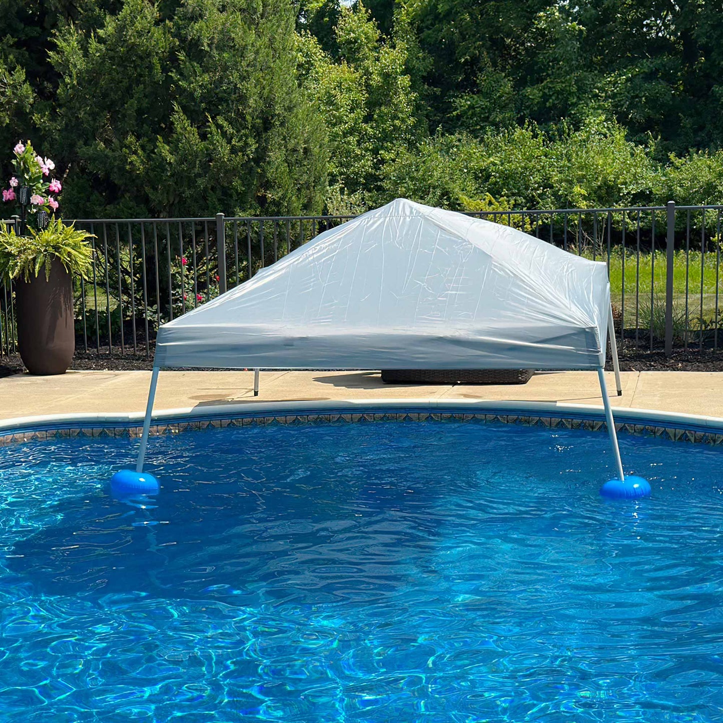 Aquasis Floating Pool Gazebo, 10×10 - Anchor Gray