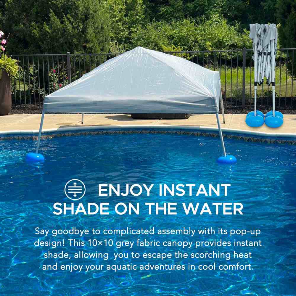Aquasis Floating Pool Gazebo, 10×10 - Anchor Gray