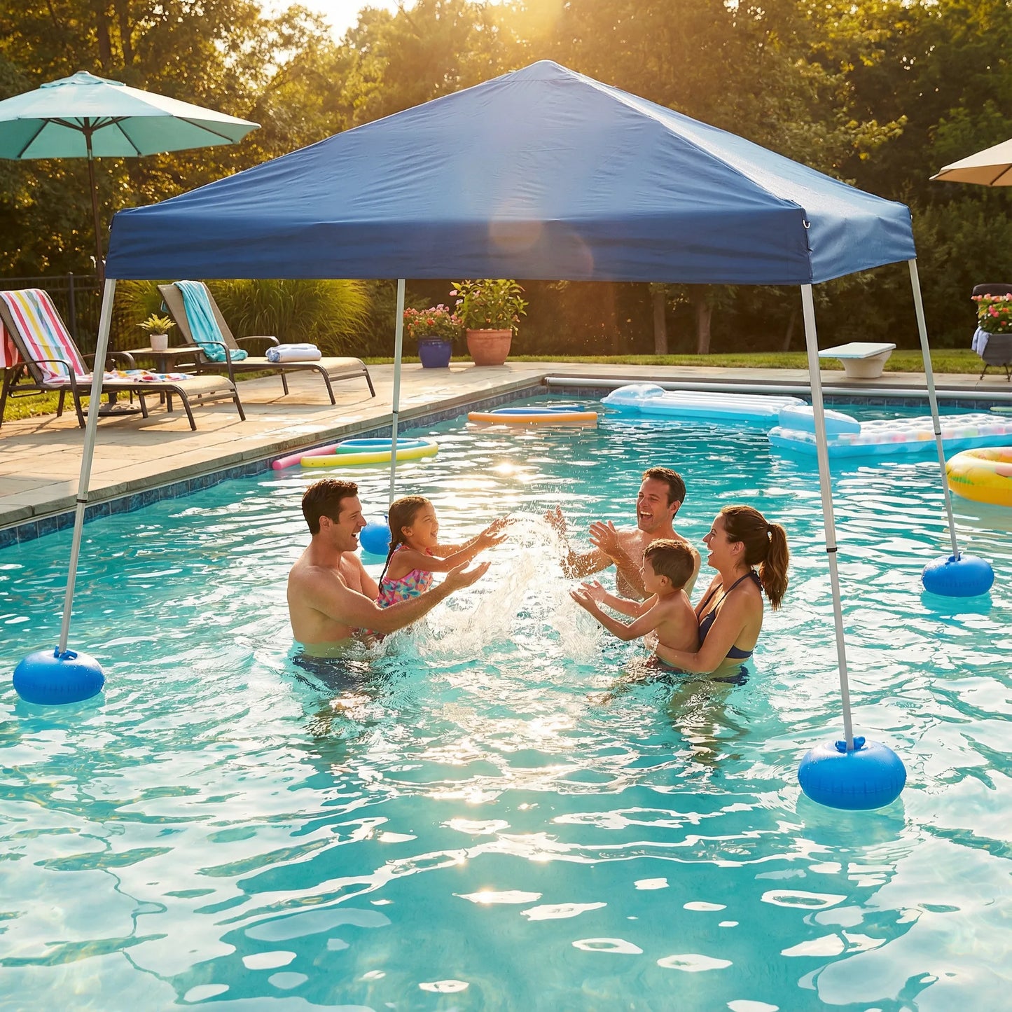 Aquasis Floating Pool Gazebo, 10×10 - Deep Navy