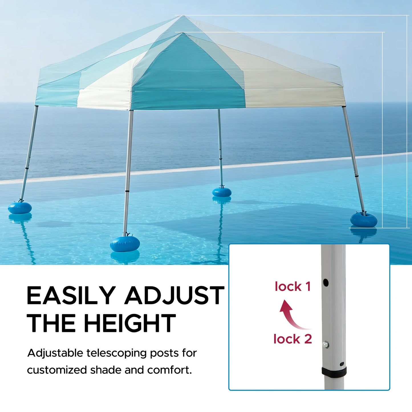 Aquasis Floating Pool Gazebo, 10×10 - Gray / Cerulean