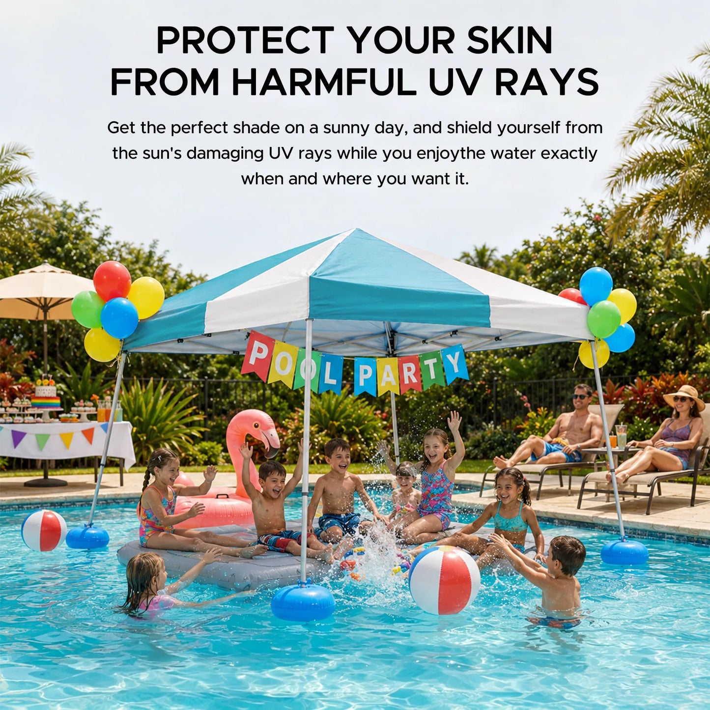 Aquasis Floating Pool Gazebo, 10×10 - Gray / Cerulean