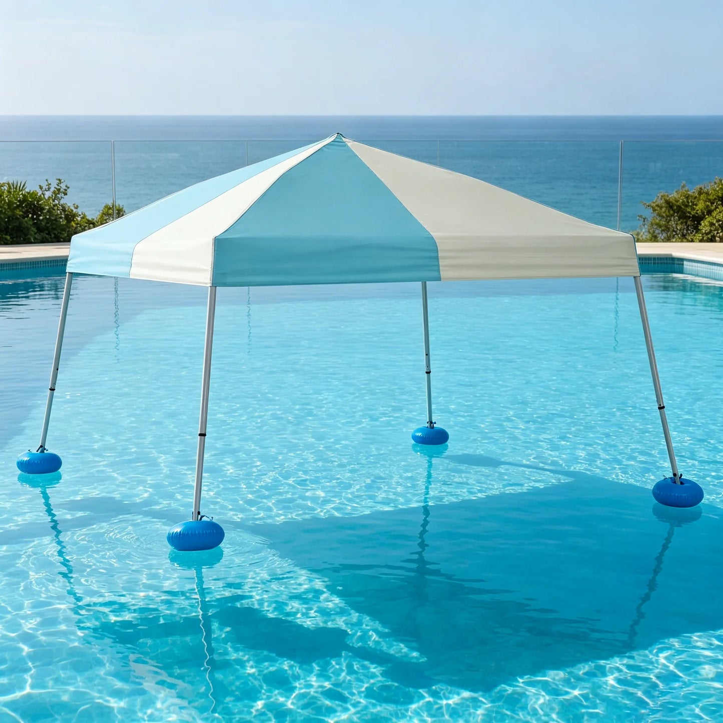 Aquasis Floating Pool Gazebo, 10×10 - Gray / Cerulean