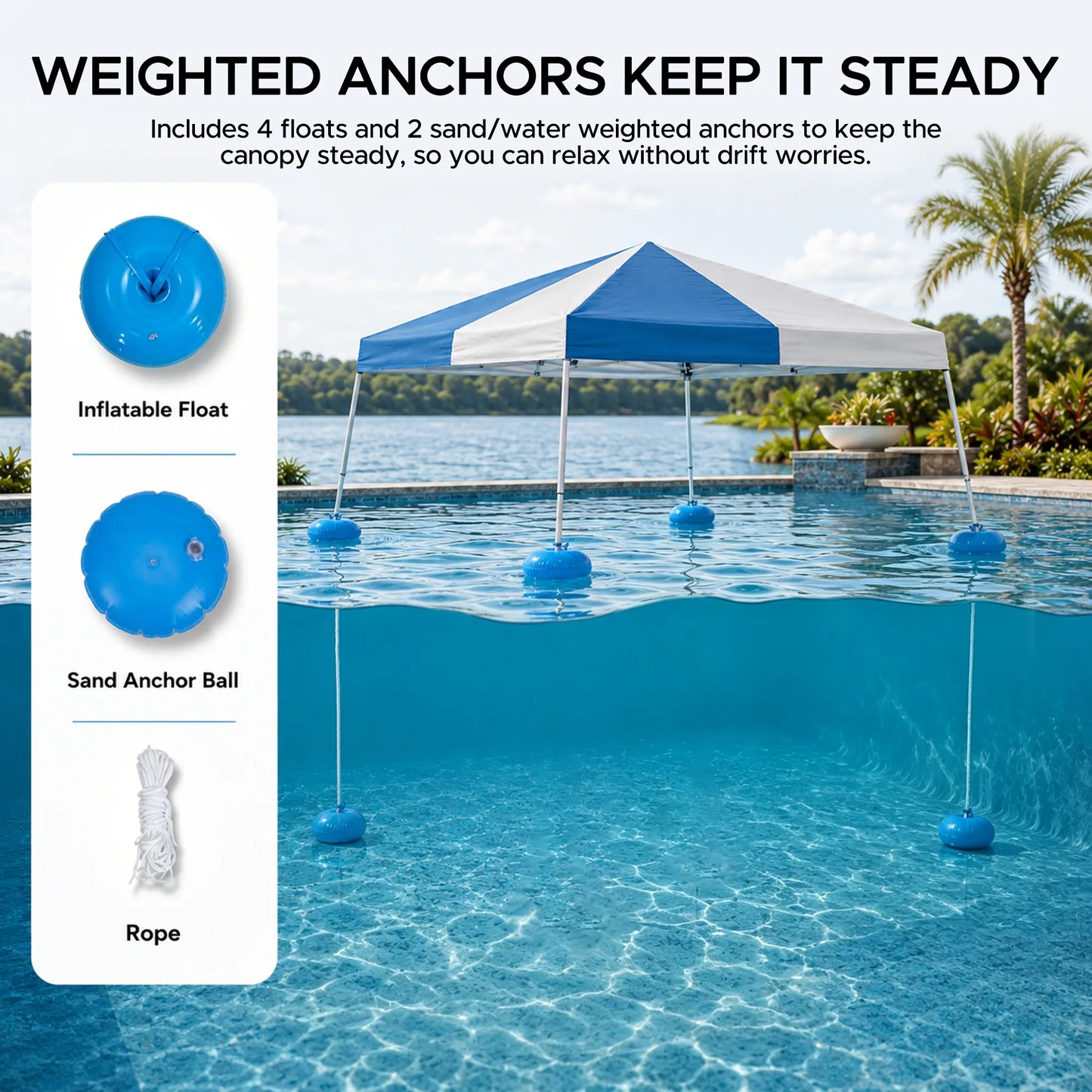 Aquasis Floating Pool Gazebo, 10×10 - Gray / Navy