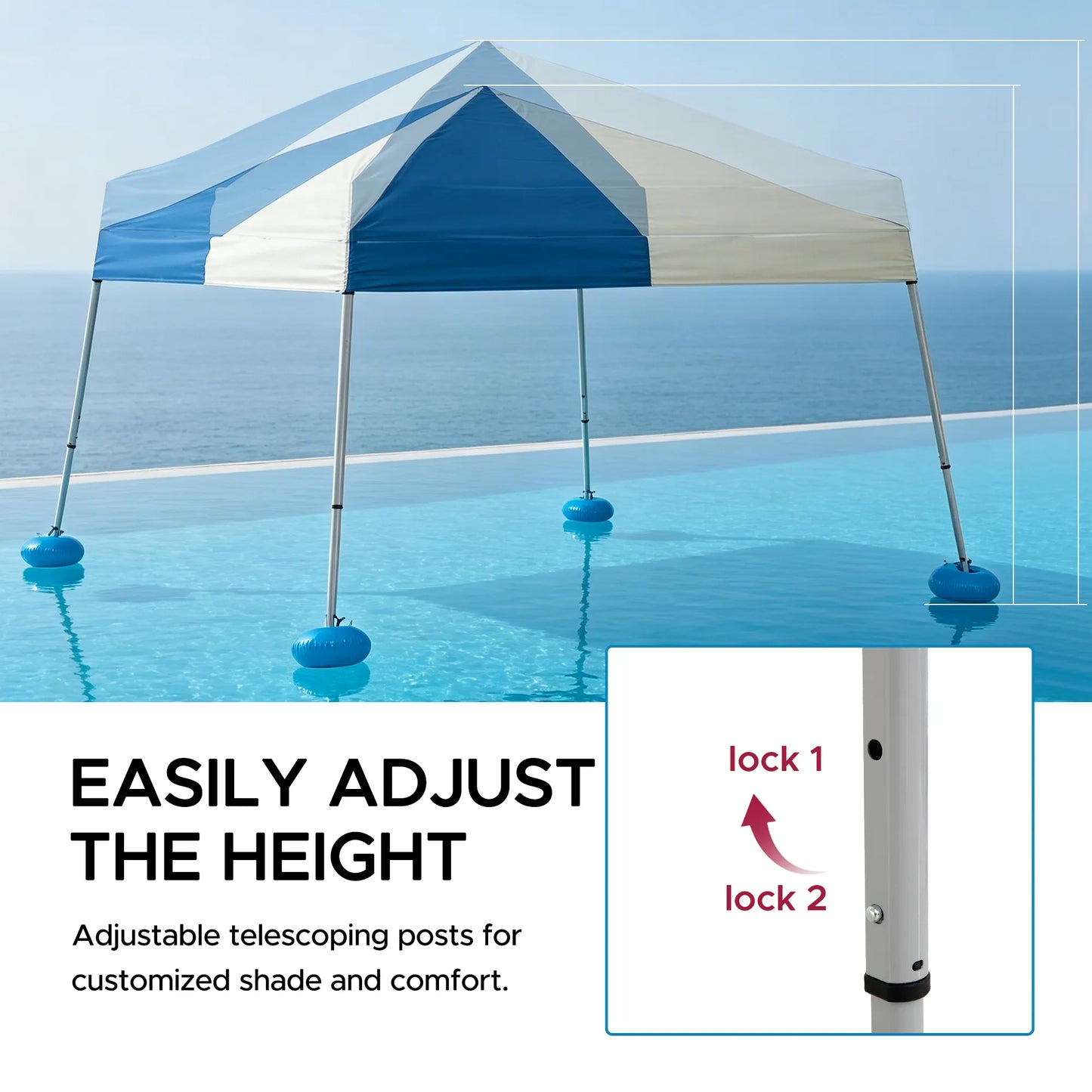 Aquasis Floating Pool Gazebo, 10×10 - Gray / Navy