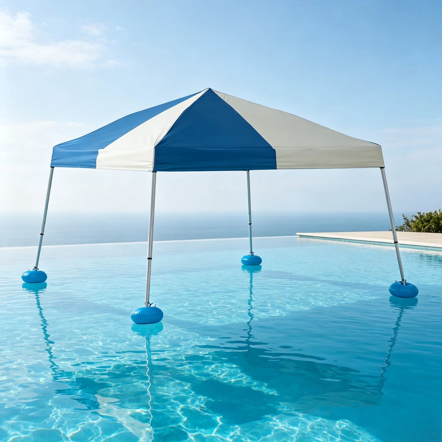 Aquasis Floating Pool Gazebo, 10×10 - Gray / Navy