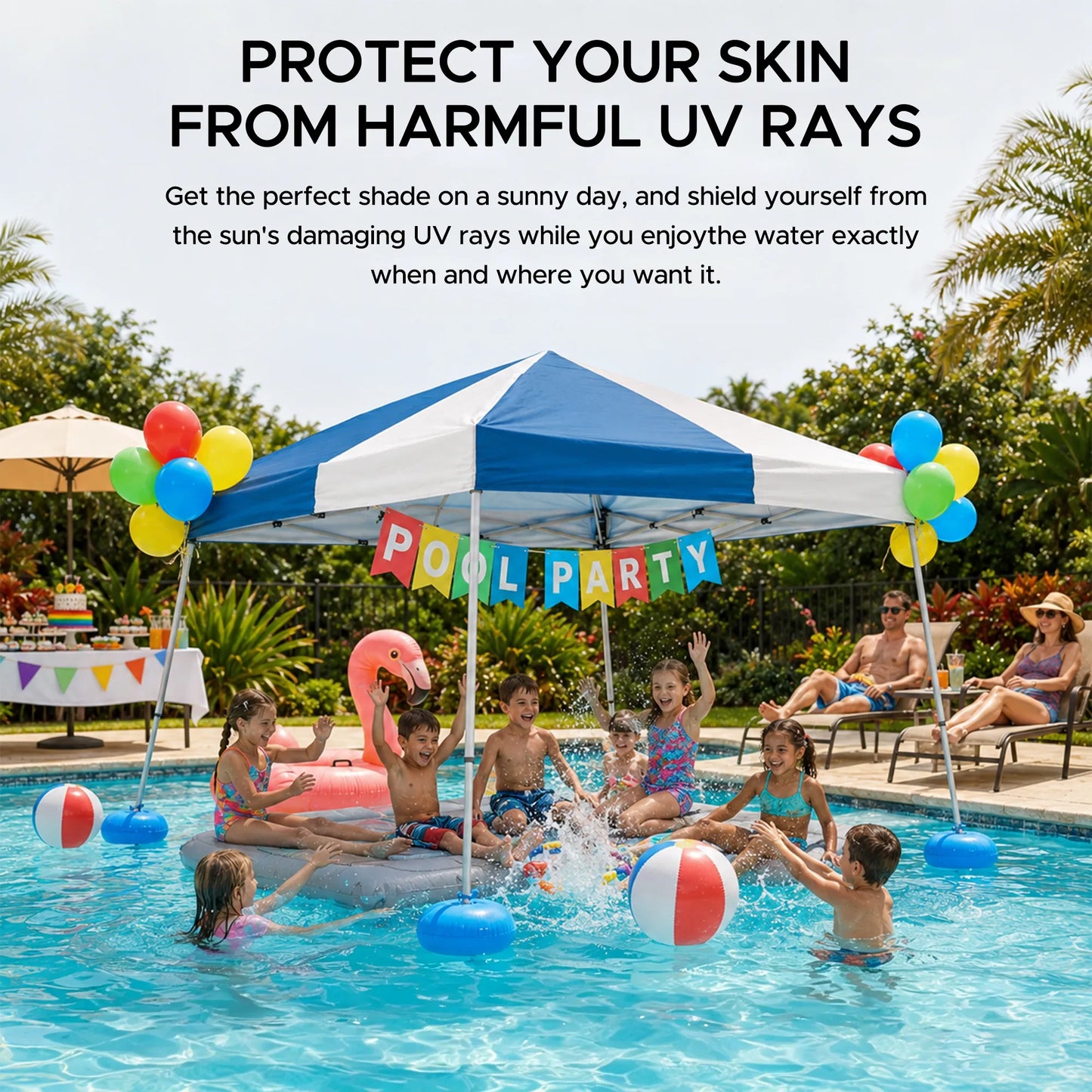 Aquasis Floating Pool Gazebo, 10×10 - Gray / Navy
