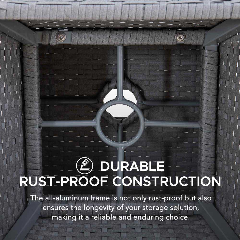 Wicker & Aluminum Small Patio Umbrella Table 16'' - Gray