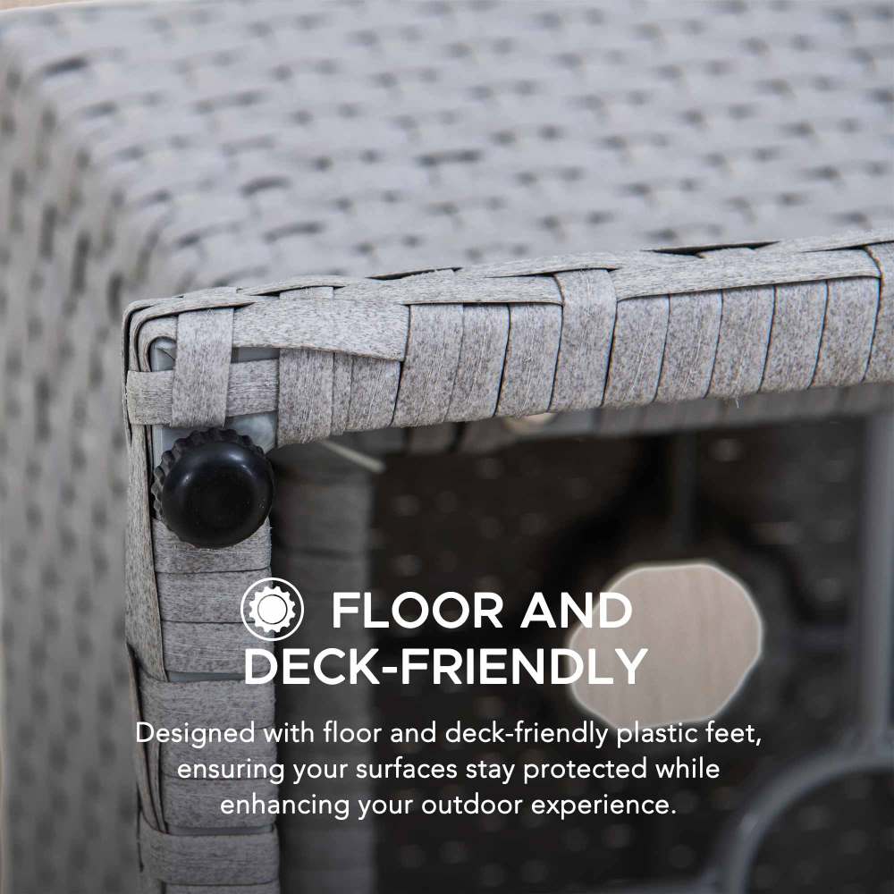 Wicker & Aluminum Small Patio Umbrella Table 16'' - Gray