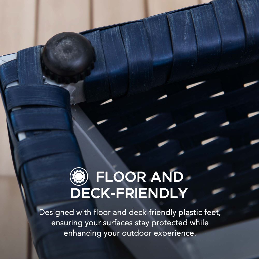 Wicker & Aluminum Small Patio Umbrella Table 16'' - Navy