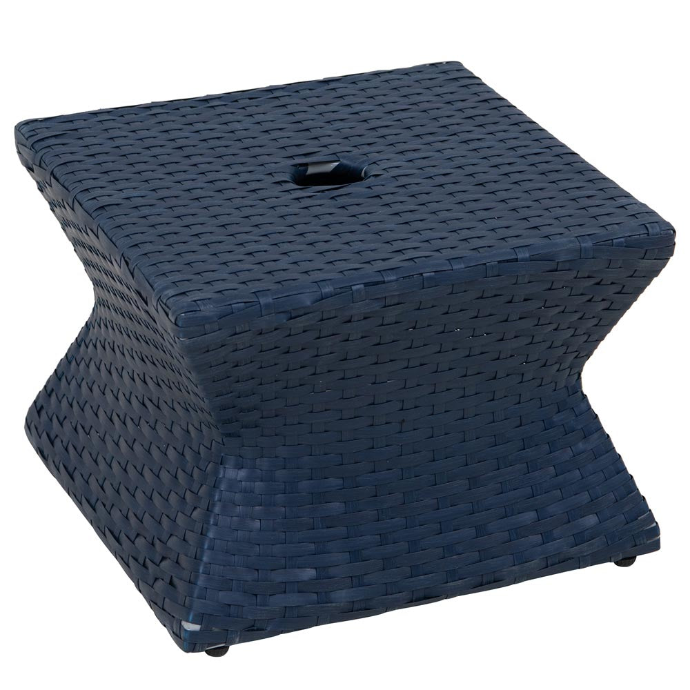 Wicker & Aluminum Small Patio Umbrella Table 16'' - Navy