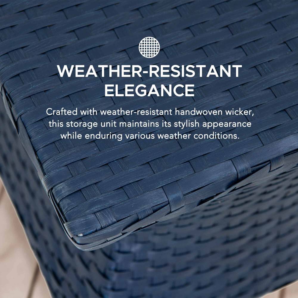 Wicker & Aluminum Small Patio Umbrella Table 16'' - Navy