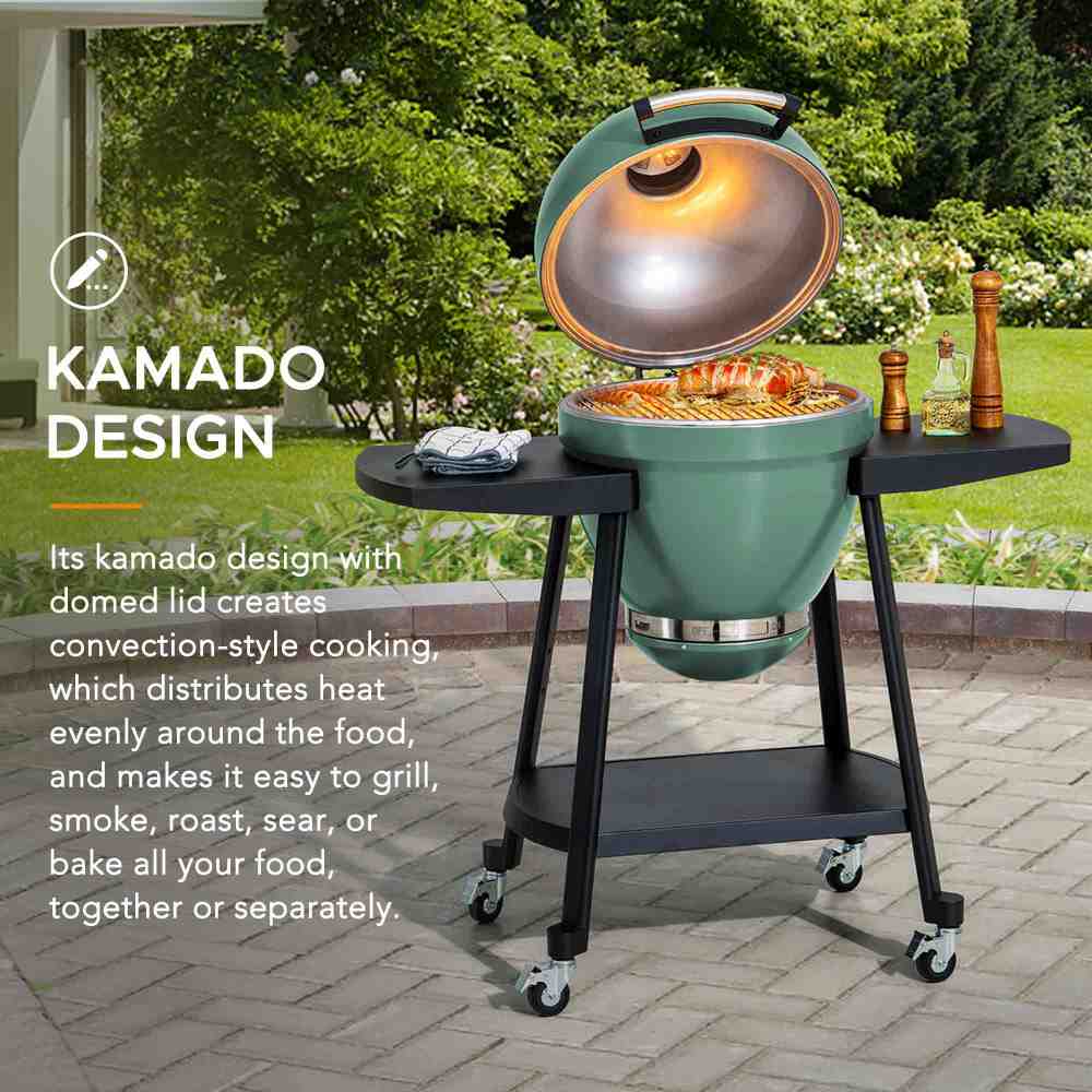 Pinnacle Egg-Shaped Charcoal Grill & Smoker 20" - Forest Green