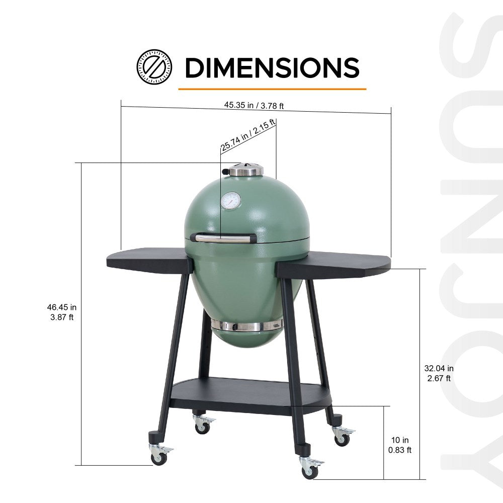 Pinnacle Egg-Shaped Charcoal Grill & Smoker 20" - Forest Green