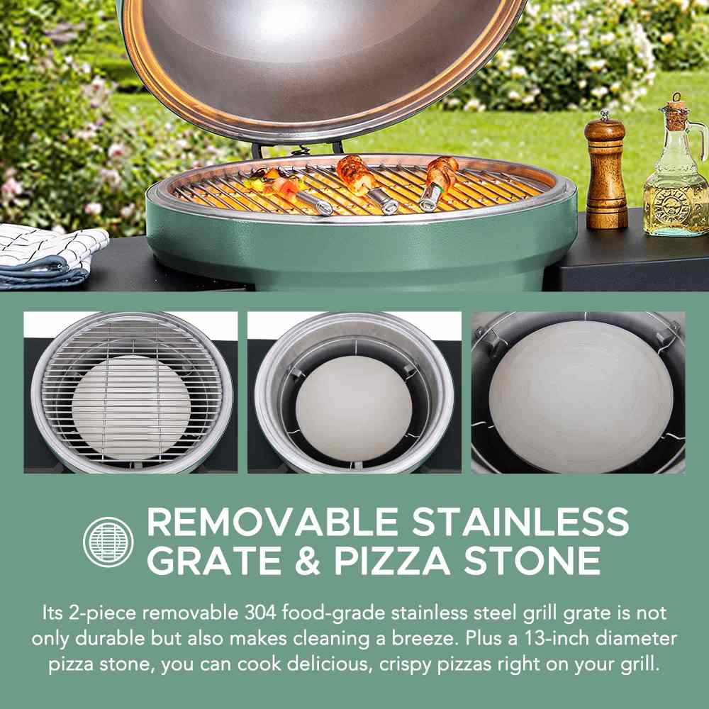 Pinnacle Egg-Shaped Charcoal Grill & Smoker 20" - Forest Green